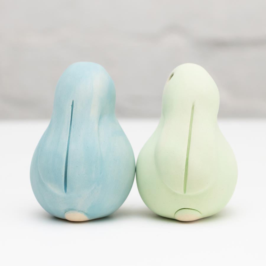 Small Ceramic Bobbly Bunny Gift Set - Mint Green & Sky Blue