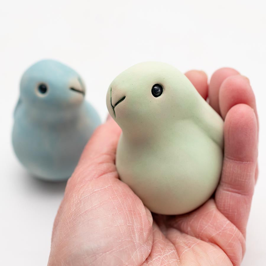 Small Ceramic Bobbly Bunny Gift Set - Mint Green & Sky Blue