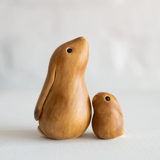 Small Ceramic Hare and Leveret Sculpture