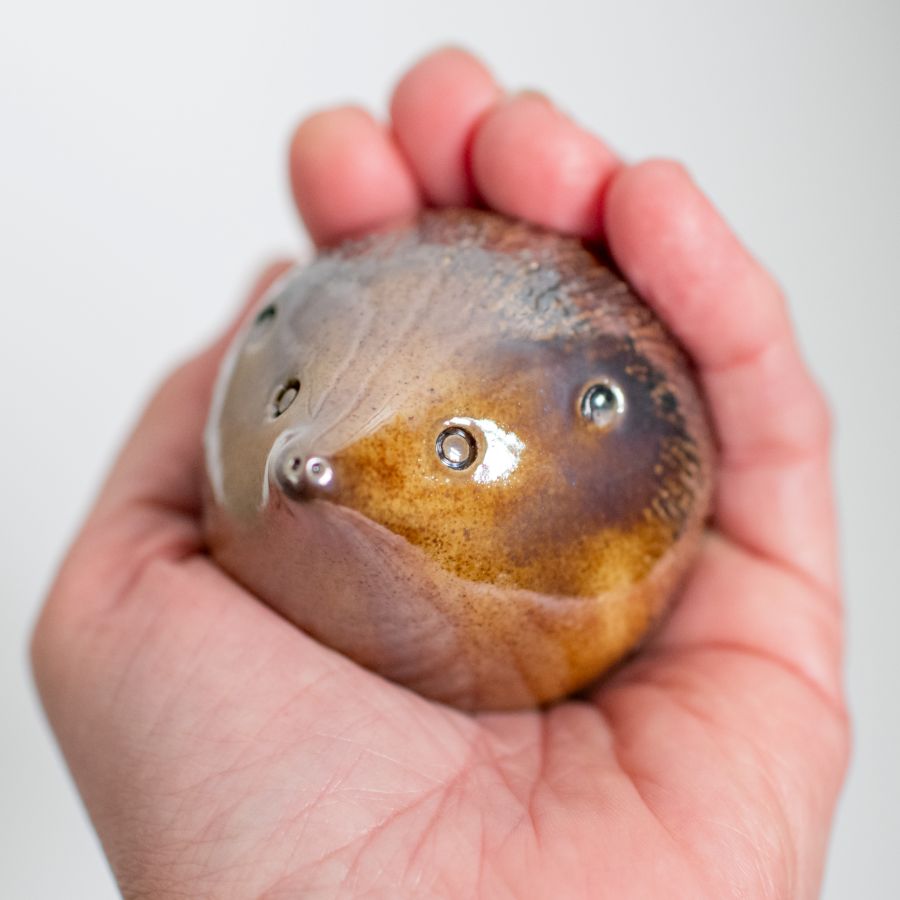 Metallic Ceramic Hedgehog Sculpture