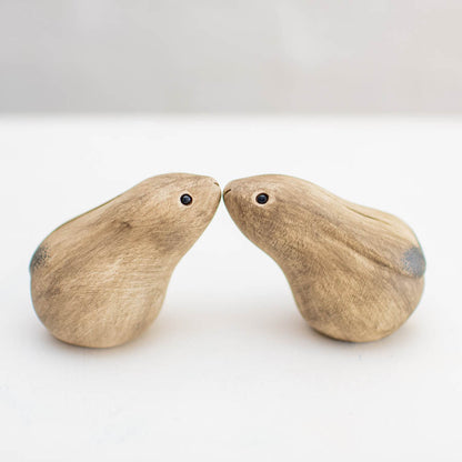 Kissing Ceramic Hares Gift Set, two brown ceramic hares with black eyes touching noses