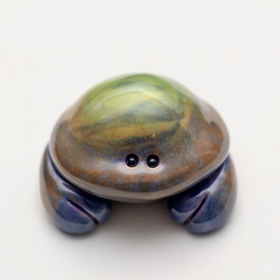 Small ceramic crab multi colour gloss