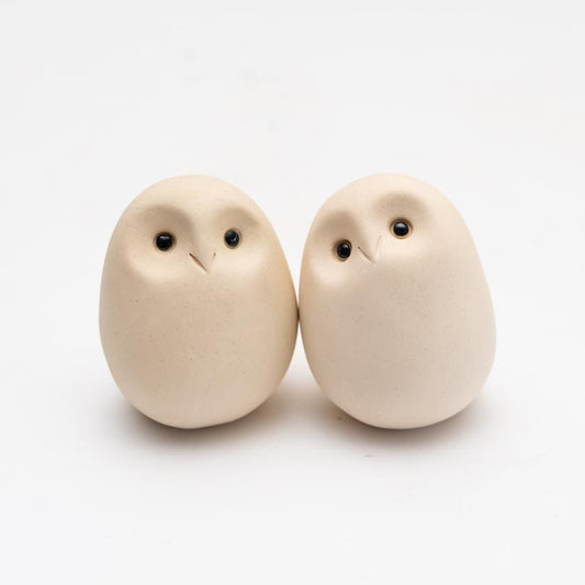 Ceramic White Owl Sculpture Gift Set