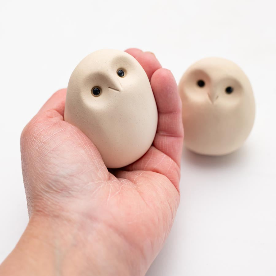 Ceramic White Owl Sculpture Gift Set