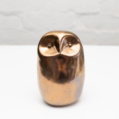 Medium Ceramic Gold Owl Sculpture