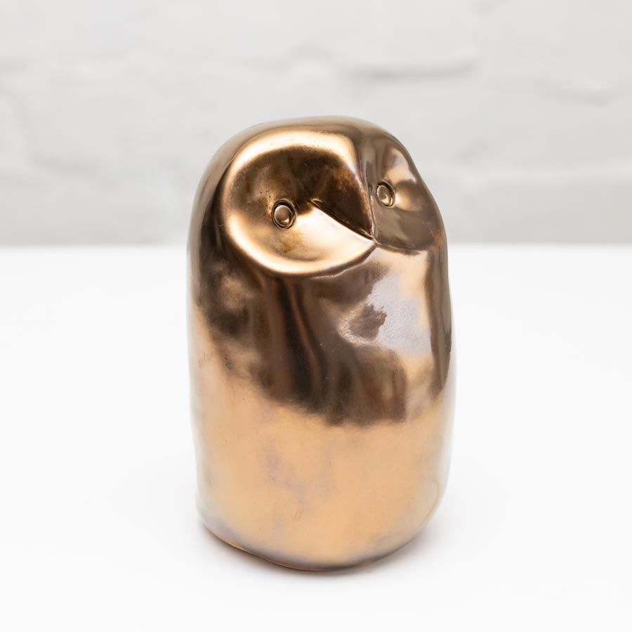 Medium Ceramic Gold Owl Sculpture