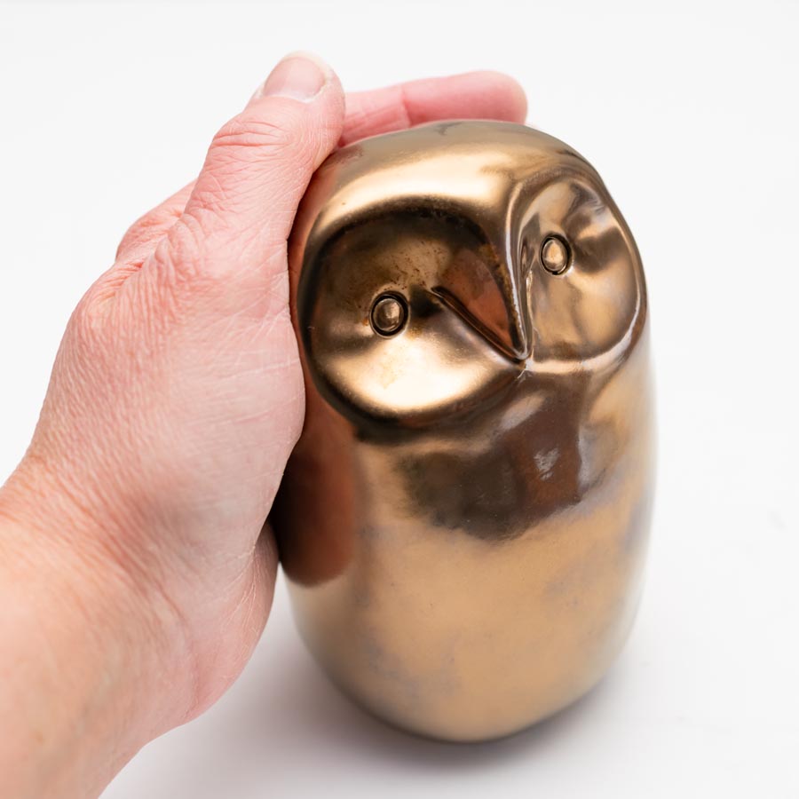 Medium Ceramic Gold Owl Sculpture
