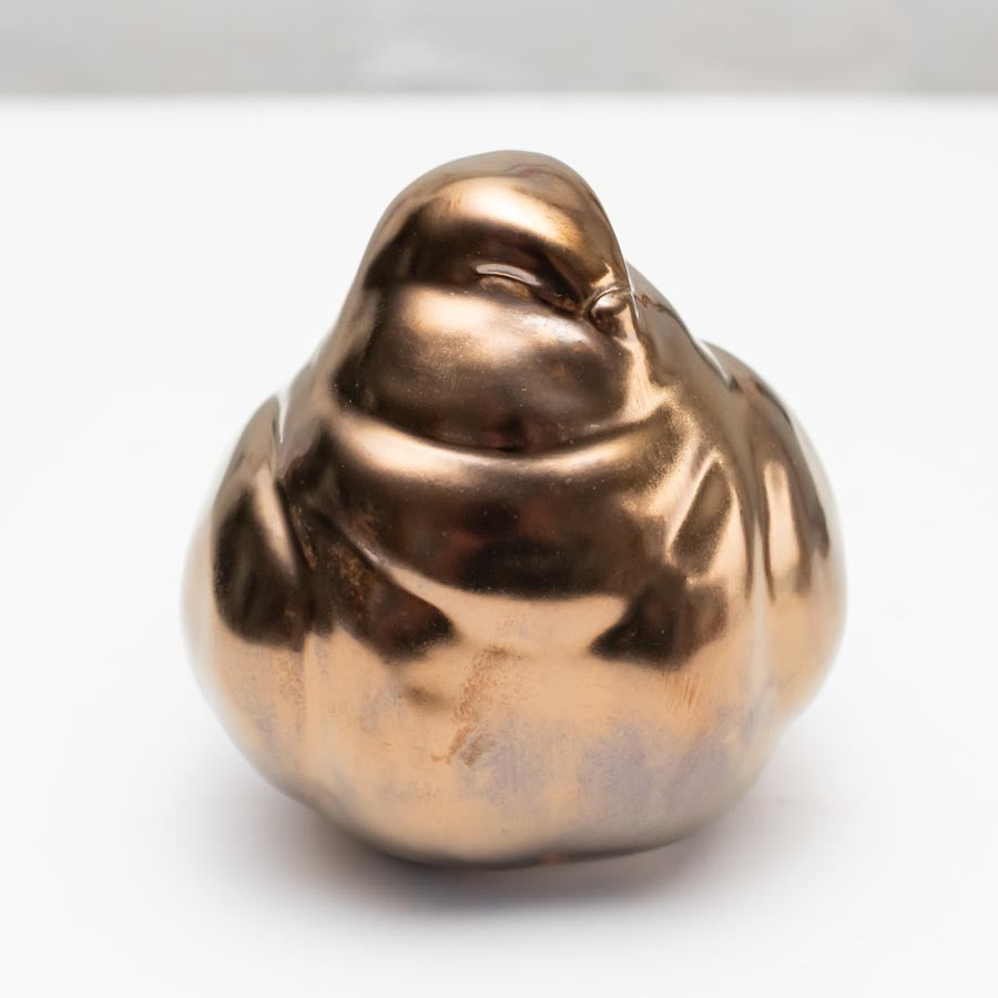 Medium Ceramic Gold Happy Pigeon Sculpture