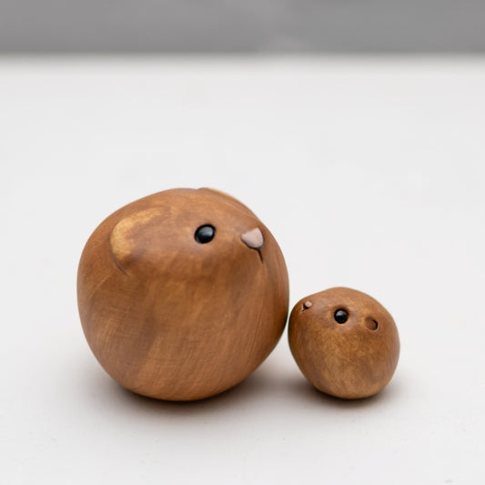 Small Ceramic Vole & Baby Sculpture