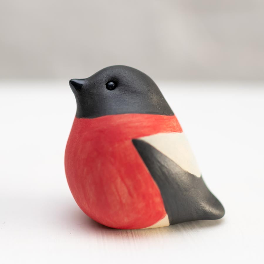 Small Ceramic Bullfinch Sculpture - Wildlife Art