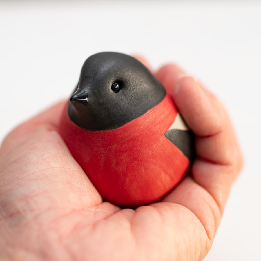 Small Ceramic Bullfinch Sculpture - Wildlife Art