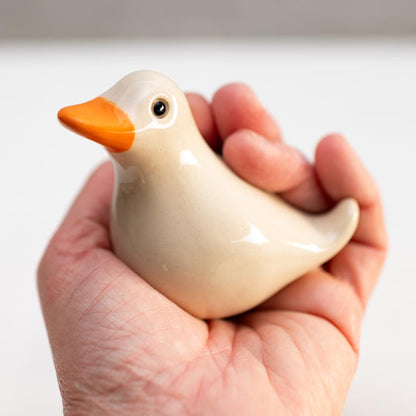 Small Ceramic Duck and Duckling Sculpture - Original Wildlife Art