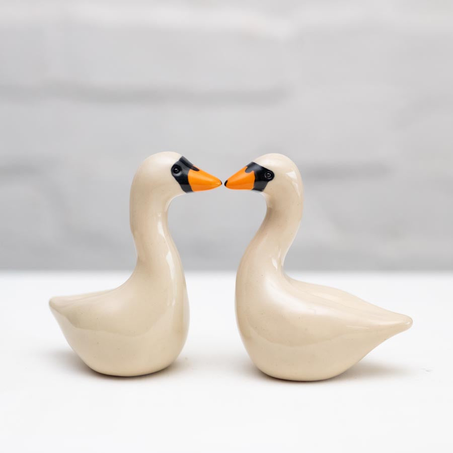 Small Ceramic Swan Sculpture Gift Set - Original Wildlife Art