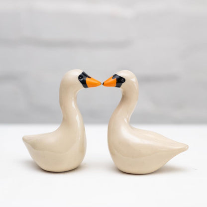 Small Ceramic Swan Sculpture Gift Set - Original Wildlife Art