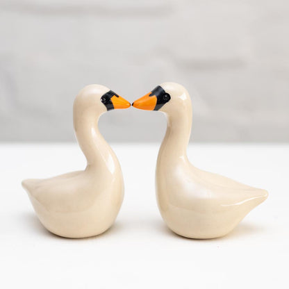 Small Ceramic Swan Sculpture Gift Set - Original Wildlife Art