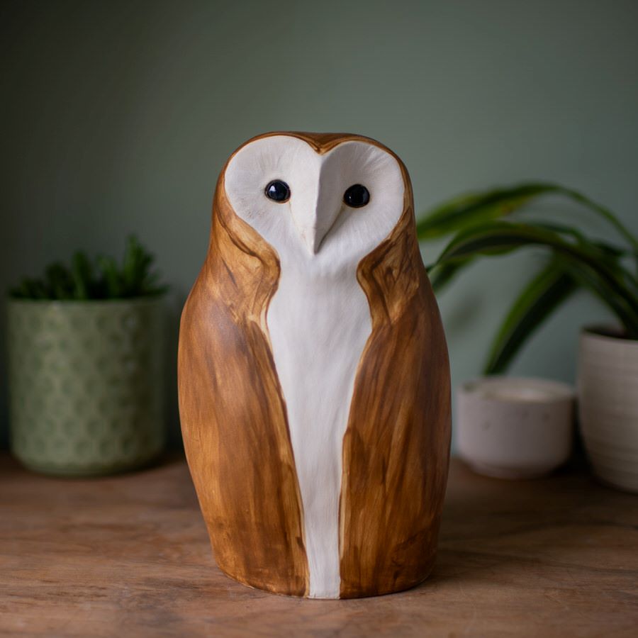 Large Clay Barn Owl Sculpture - sarahbrabbin