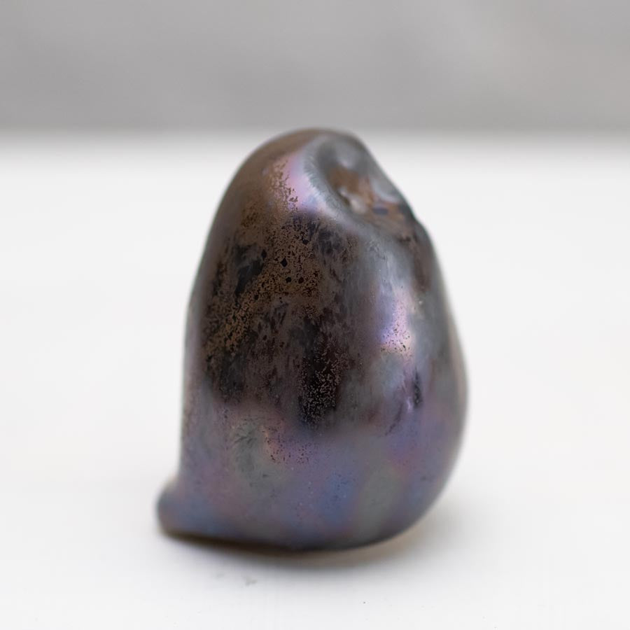 Metallic Glaze Small Ceramic Owl Sculpture