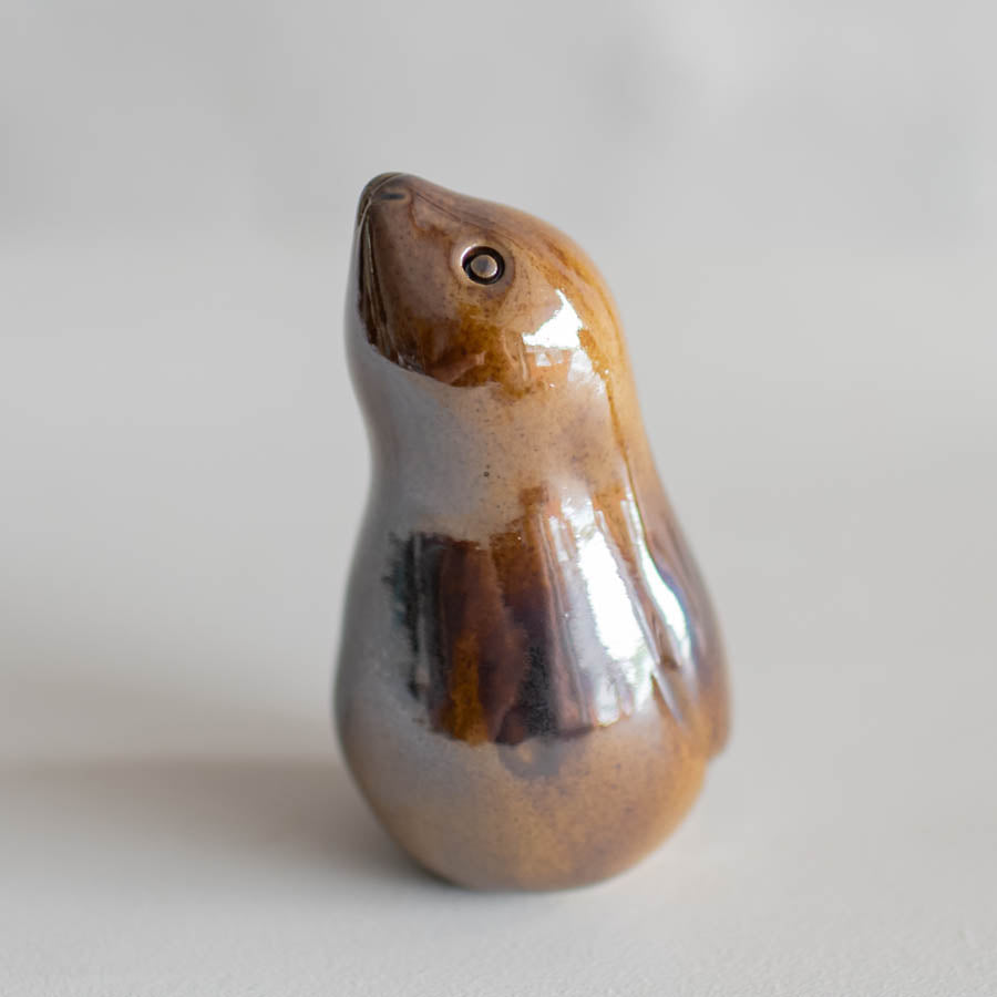 Metallic ceramic hare sculpture