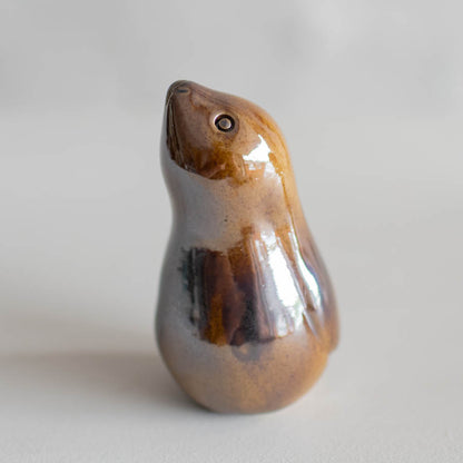 Metallic ceramic hare sculpture