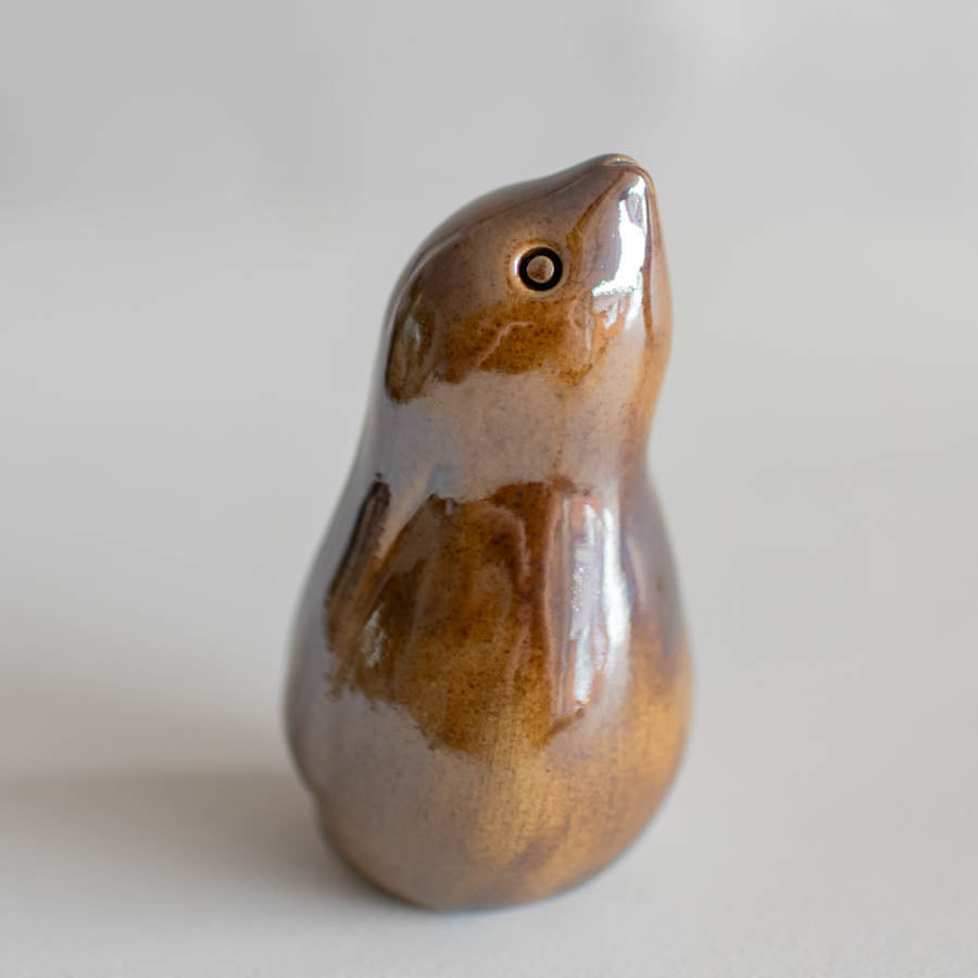Metallic ceramic hare sculpture