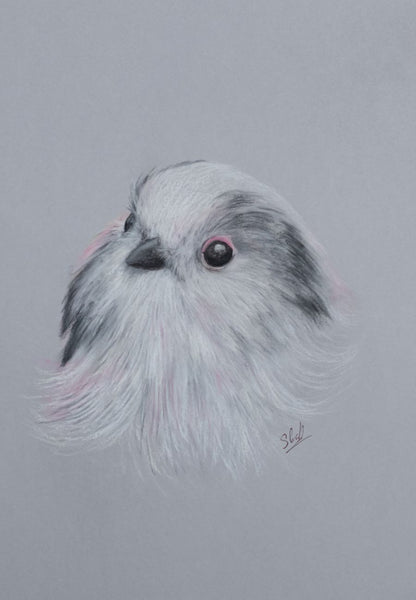 Original Wildlife Art - Charcoal Long Tailed Tit