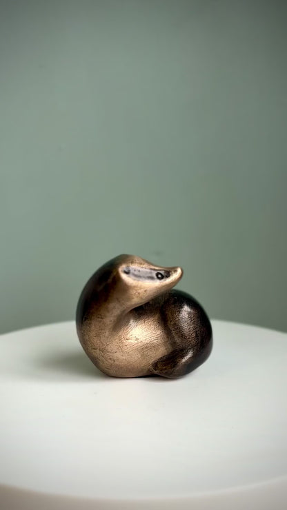Small Foundry Cast Bronze Curvy Badger Sculpture