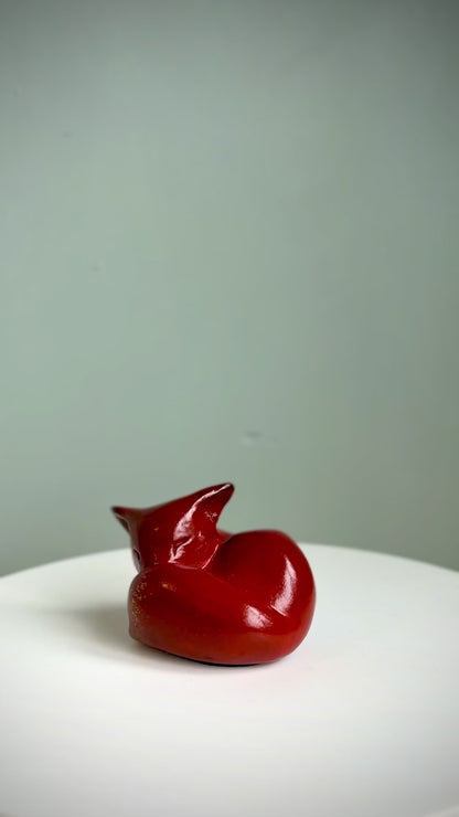 Small foundry bronze fox sculpture