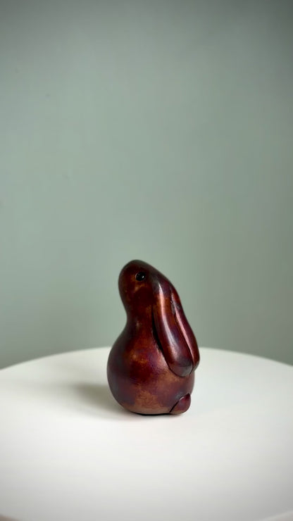 Small Brown Foundry Bronze Bunny Rabbit Sculpture