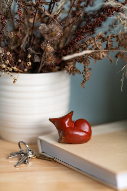 Small foundry bronze fox sculpture