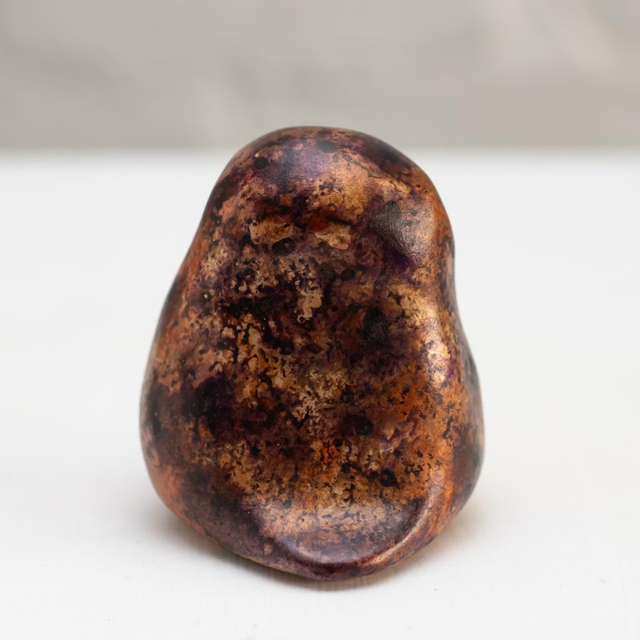 Small Foundry Cast Bronze Owl Sculpture in copper and purple