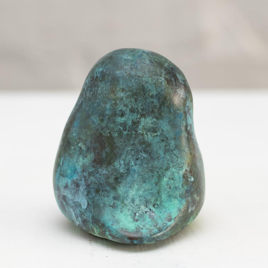 Small Foundry Cast Bronze Owl Sculpture in minty green