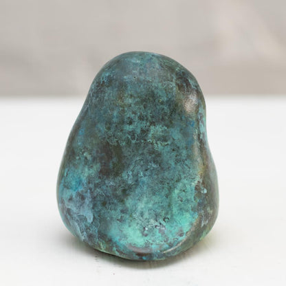 Small Foundry Cast Bronze Owl Sculpture in minty green