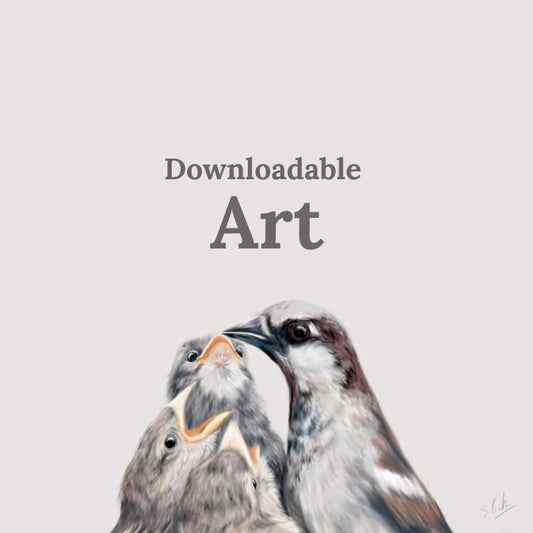 Sparrow Family - Downloadable Art - sarahbrabbin
