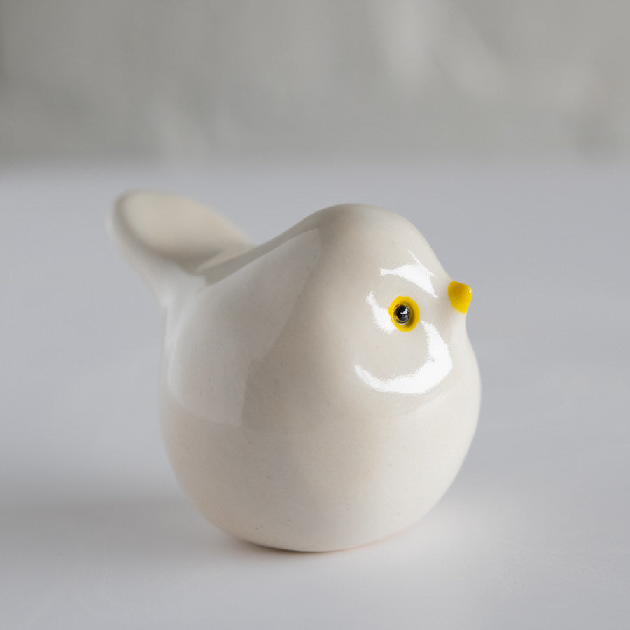 Small Ceramic Bird - White - sarahbrabbin