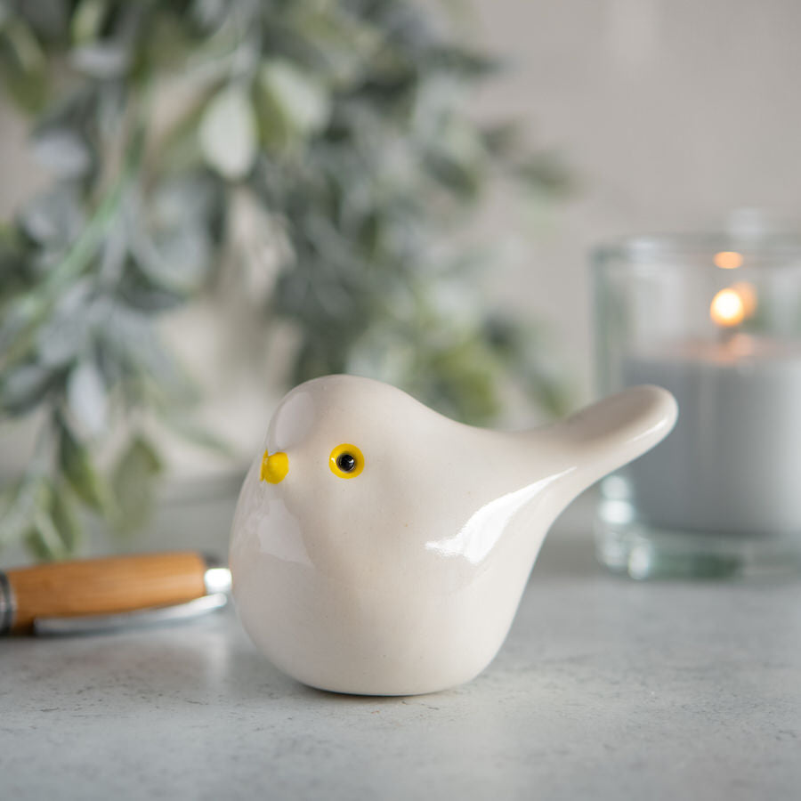 Small Ceramic Bird - White - sarahbrabbin