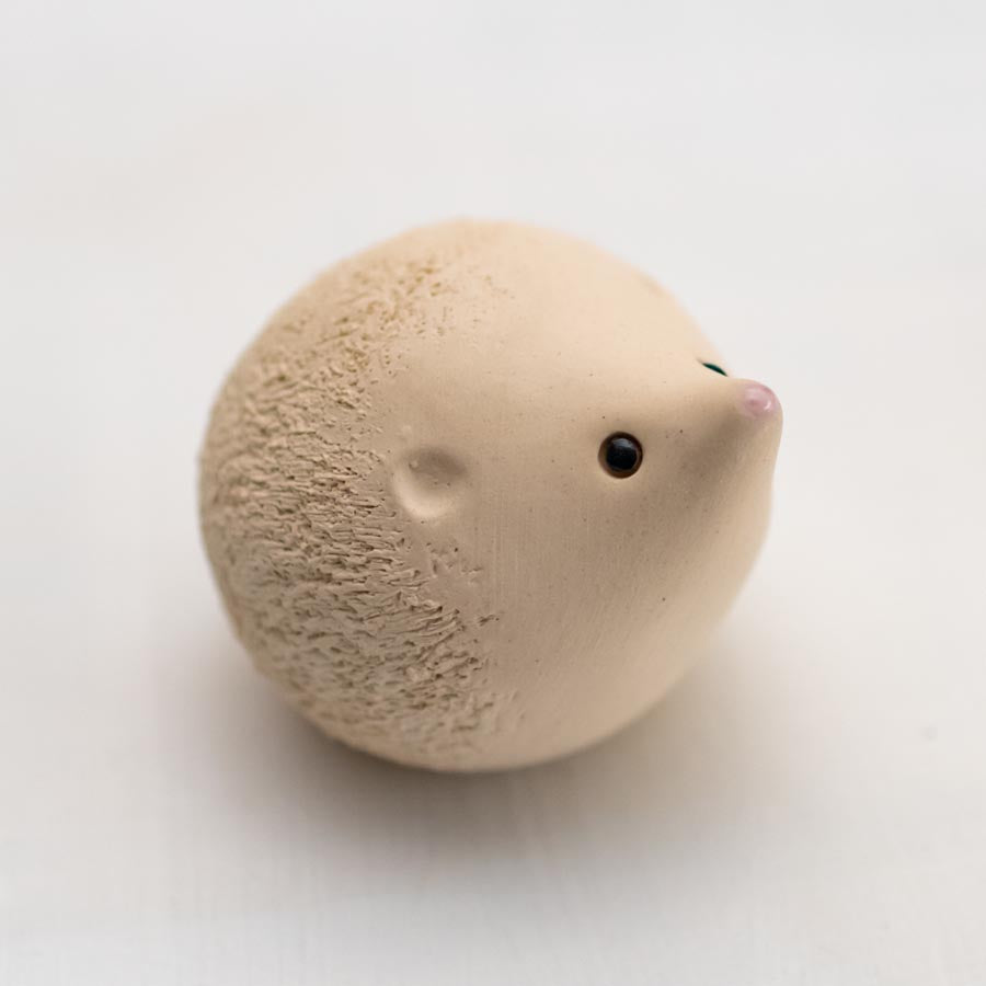 Small ceramic Snowy white hedgehog sculpture