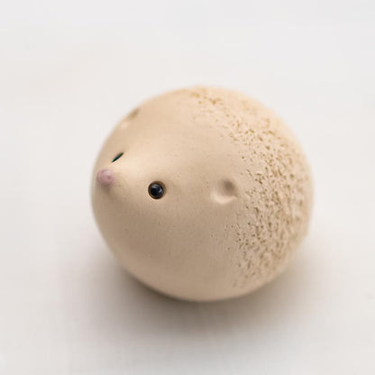 Small ceramic Snowy white hedgehog sculpture