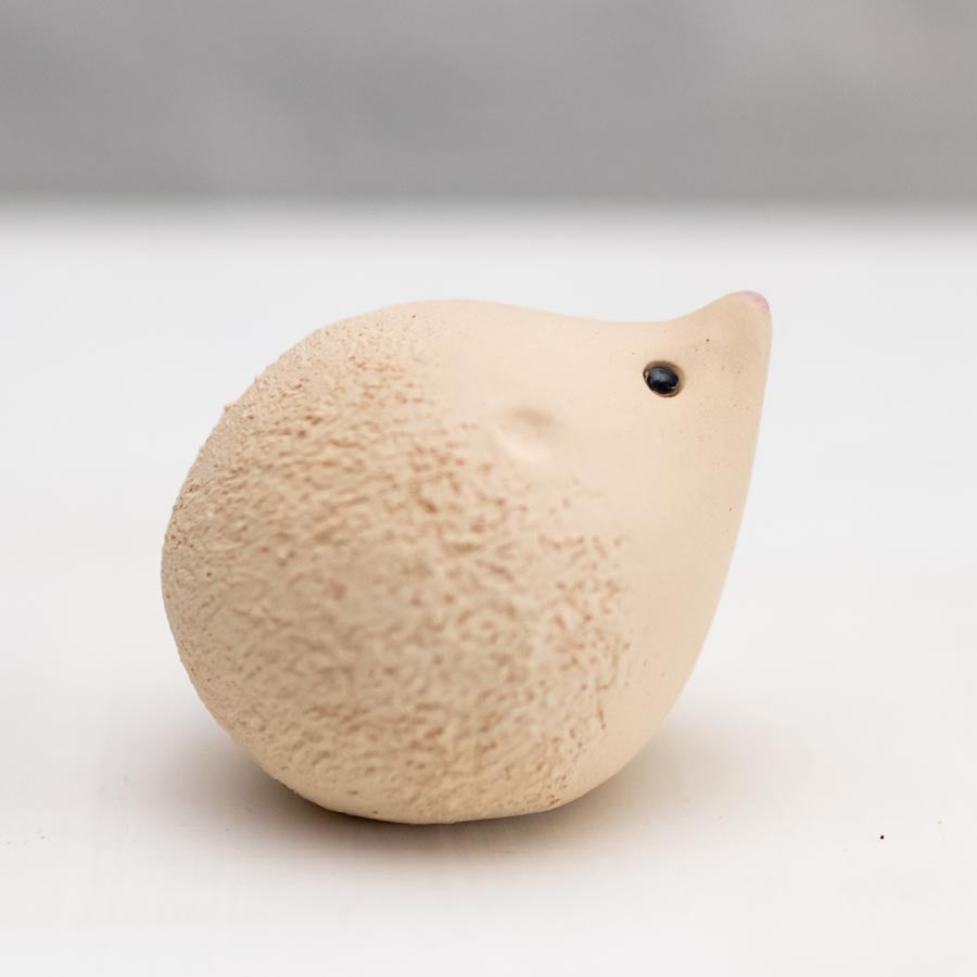 Small ceramic Snowy white hedgehog sculpture
