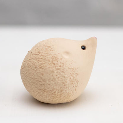 Small ceramic Snowy white hedgehog sculpture